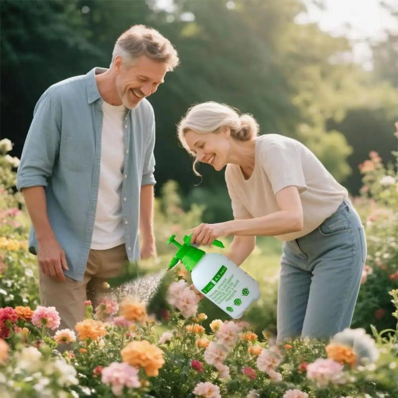 1/2 Gallon Handheld Pump Sprayer, 2-Pack Garden Pressure Sprayer with Adjustable Brass Nozzle, Multi-Purpose 75oz Water Spray Bo