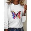 Women'S Round Neck Long Sleeved T-Shirt High-Quality T-Shirt 3d Butterfly Print Fashionable Casual Comfortable And Slim Fit