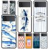 Чехол для Samsung Galaxy Z Flip 3 4 5 6 7 Складной Черный Корпус Для Samsung Z Flip4 Flip5 ПК Жесткая Крышка Sardines aquatic product