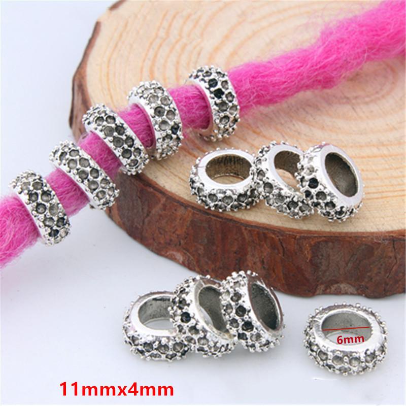 5pcs/bag Silver Metal Hair Rings Braid Dreadlocks Bead Hair Cuffs Dread Tube Charm Dreadlock for DIY Hair Accessaries