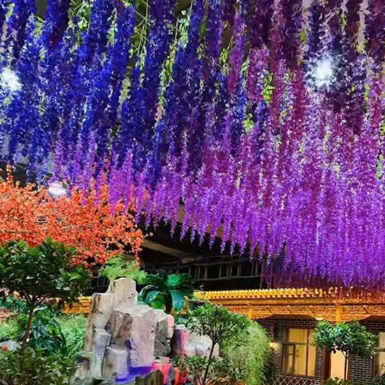12 шт. искусственных цветов глицинии, устойчивых к ультрафиолетовому излучению, искусственные цветы глицинии, подвесные искусственные цветы, виноградная лоза для патио, вечеринки, украшения для дома и интерьера