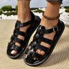 Fashion Ankle Buckle Rome Sandals Women 2024 Cross Tied Flat Heels Gladiator Sandalias Woman Plus Size Closed Toe Sandles Female