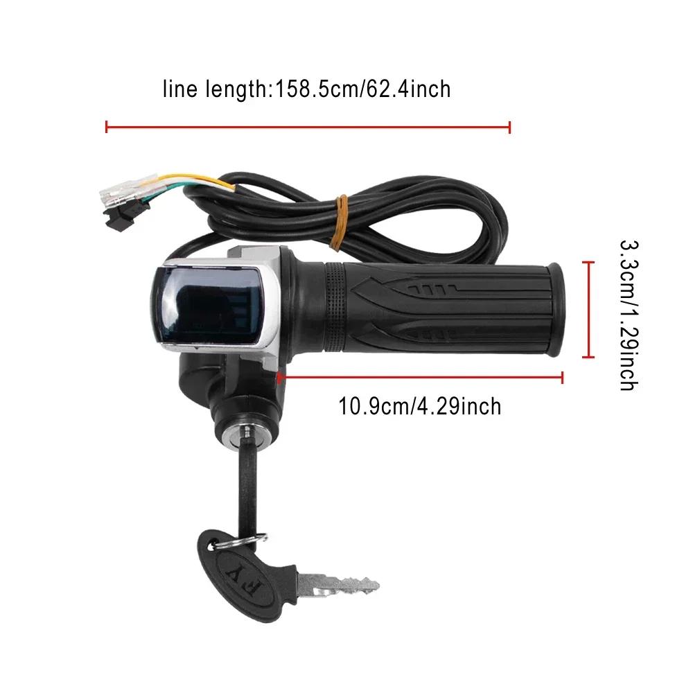 36В 48В 60В Ручка газа Акселератор руля для электровелосипеда с замком Индикатор мощности Акселератор для электровелосипеда Электрического велосипеда Скутера Ключ Светодиодный дисплей