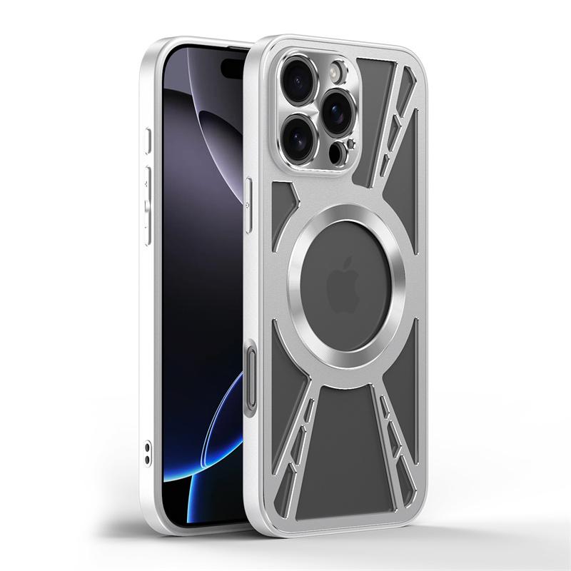 Магнитный Металл Для Чехла Телефона Magsafe Для iphone 11 12 13 14 15 16 Pro Max Полый Охлаждающий TPU Каркас Беспроводная Зарядка Ударопрочный Чехол