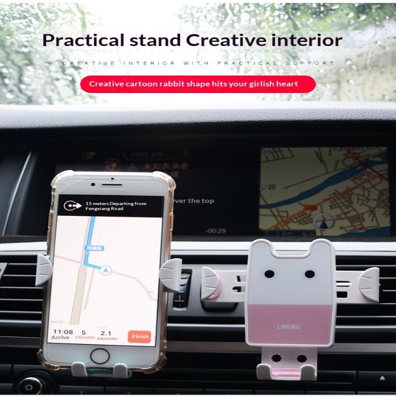 Rabbit Kawaii Car Phone Holder Dashboard Mount HandsFree Function for Safe and Calling in Car