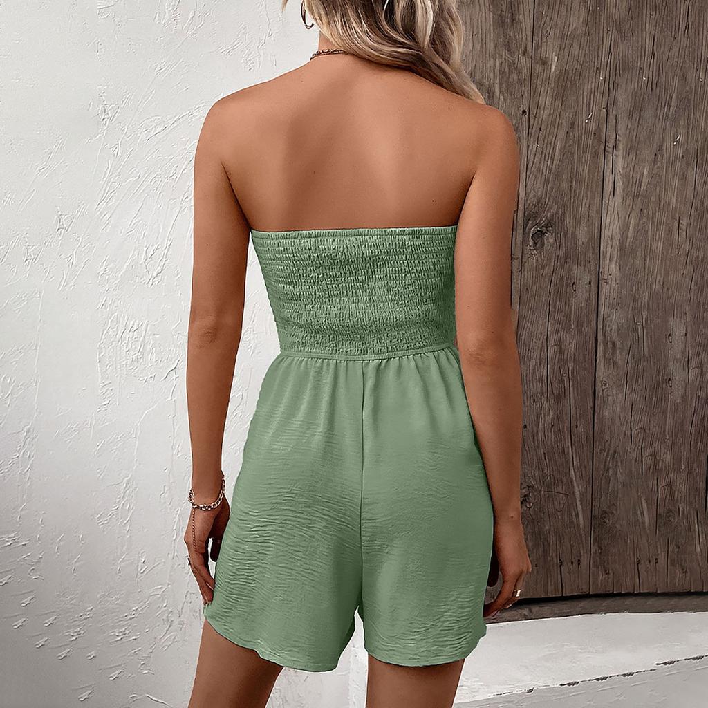 Женский комбинезон, летний повседневный короткий комбинезон на тонких бретельках, комбинезон без рукавов, свободный крой с карманами