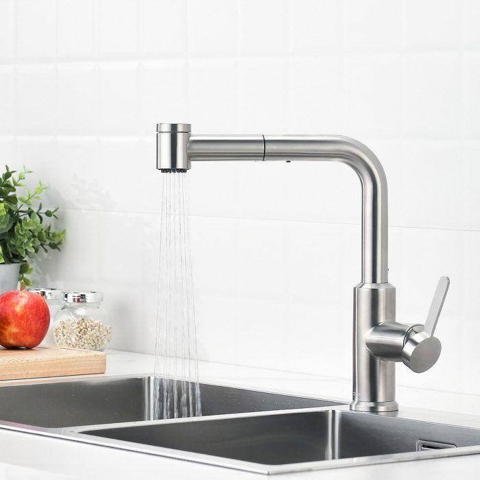 50x45cm Évier de Cuisine en granit A poser Gris+mitigeur extractible Brossé