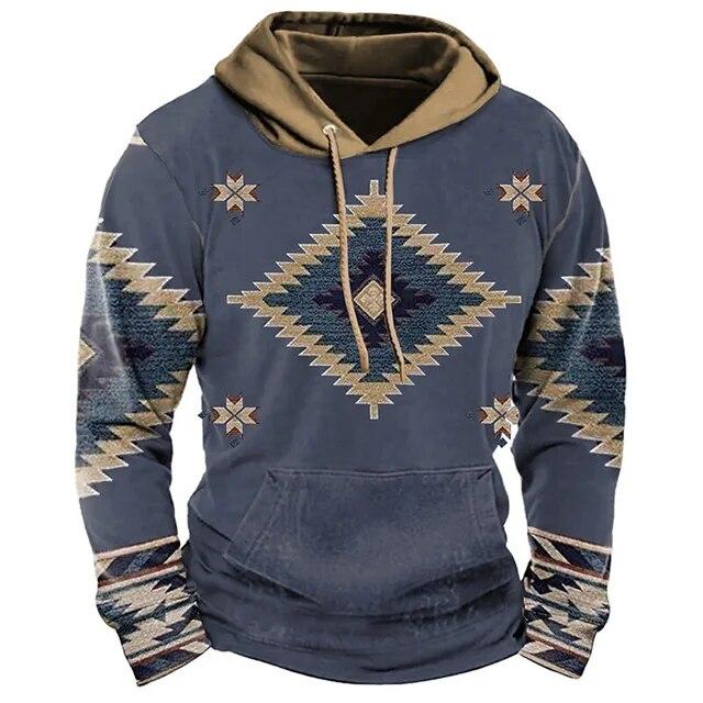 Индийские ковбойские осенне-зимние мужские толстовки в стиле ретро, винтажный пуловер, модный свитшот большого размера, повседневные топы с длинными рукавами, одежда
