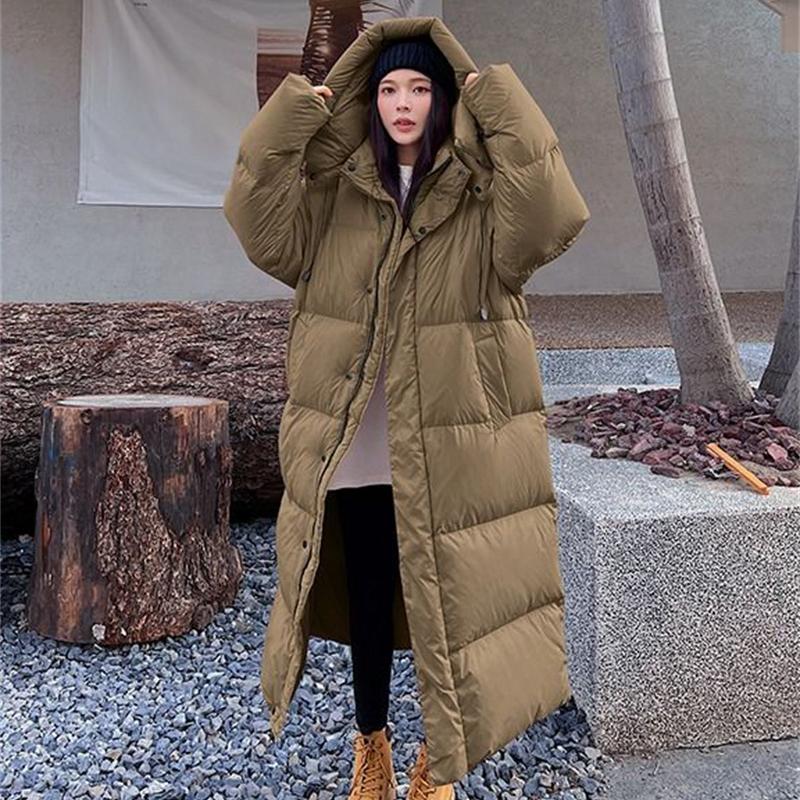 2025 Warm Winter Pink Hooded Long Parka Chaqueta Thick Windproof Overcoat Casual Snow Wear Cotton Padded Women New