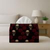 2D Flat 1pc Skull And Roses Tissue Box - A Dark Gothic Bold Napkin Holder for Home, Kitchen, And Car Decoration | A Versatile Fabric Tissue Dispenser 