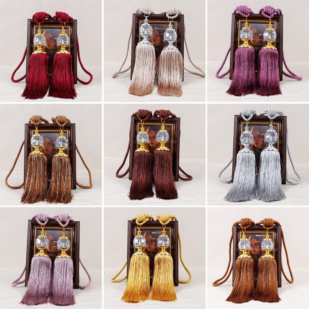 A Pair Of Luxury Curtain Holdbacks With Tassel Tiebacks And Beaded Ball