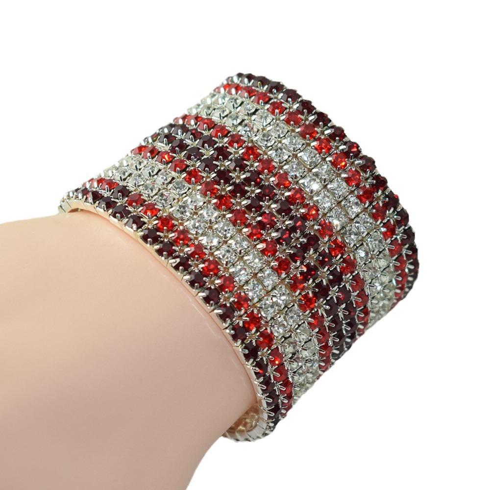 Super Flash Inlaid Bright Crystal Bracelet Rhinestone Multi-Layer Wide Elastic String Ornament