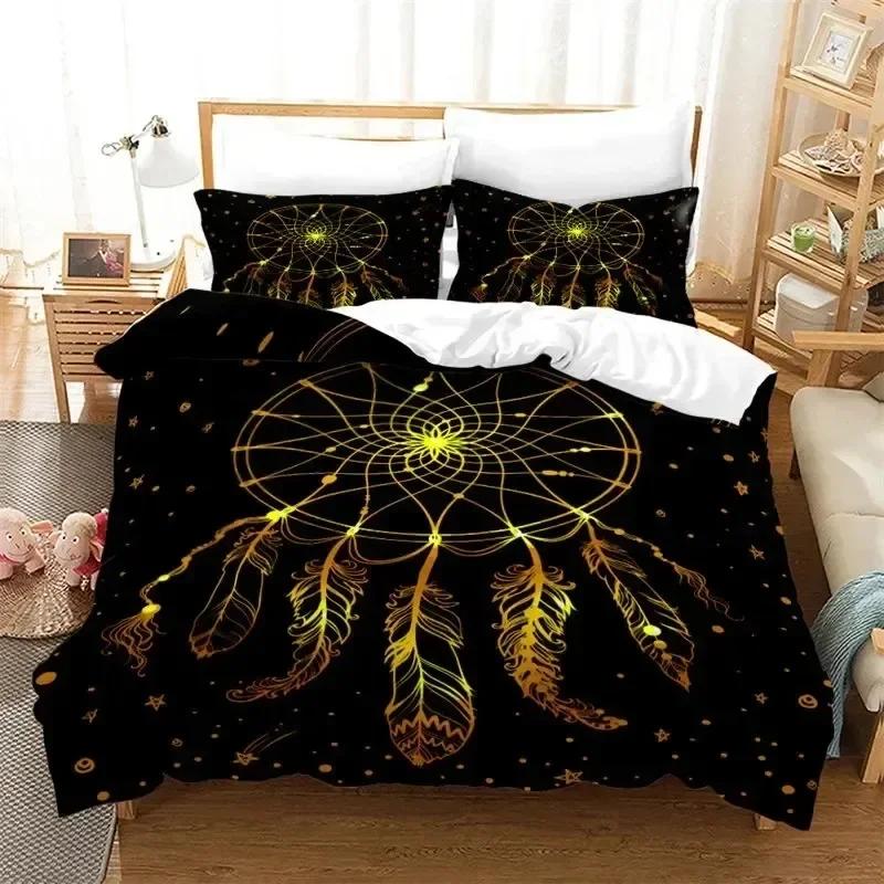 3D Print Dreamcatcher Bohemia Mandala Feathers Comfortable Duvet Quilt Cover Pillowcase Bedding Set Decoration Home Textile