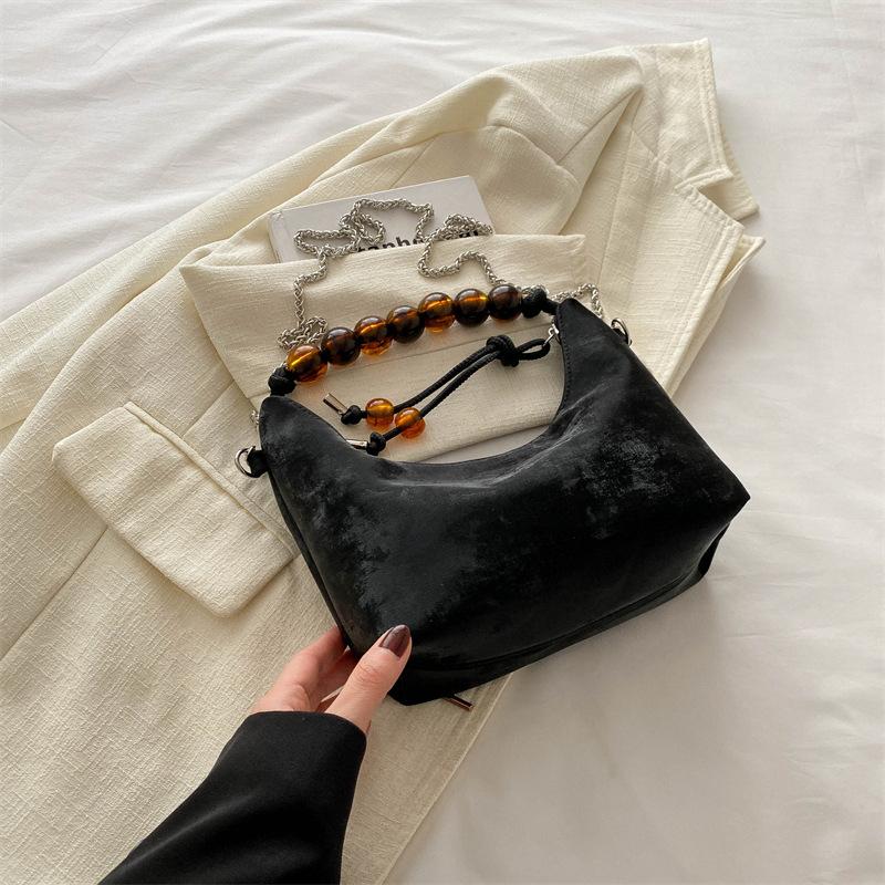 Сумка с бисером, универсальная сумка через плечо, сумка-мессенджер с цепочкой, сумка-пельмень в стиле ретро для женщин