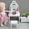 1:12 Dollhouse Miniature Wooden Makeup Dressing Table With Stool Dressing Cabinet Storage Cabinet Dolls Bedroom Bathroom Furniture Decor