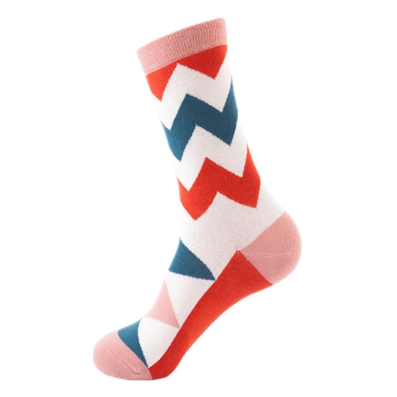 Сотни модных деловых мужских носков из 100% хлопка Happy Lattice унисекс для мальчиков, гребенные носки для хип-хопа, уличного скейтборда, забавные высокие носки