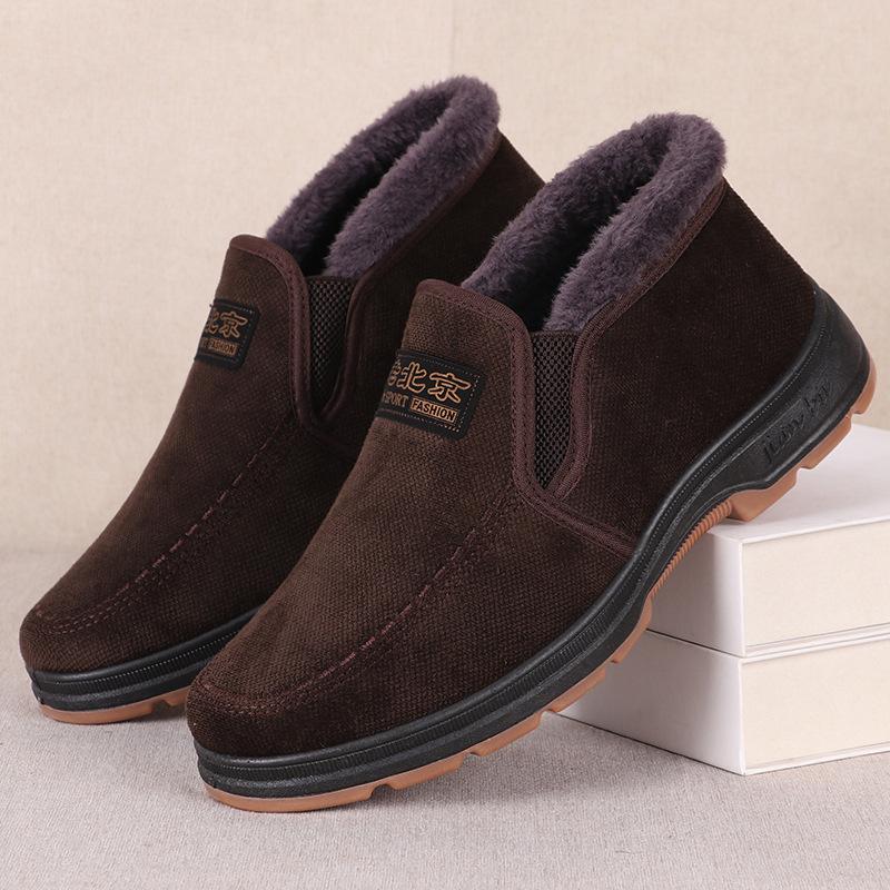 Зимняя большая хлопковая обувь мужская средней толщины с бархатной подкладкой теплая сноубутсы тканевая обувь мужская хлопковая обувь