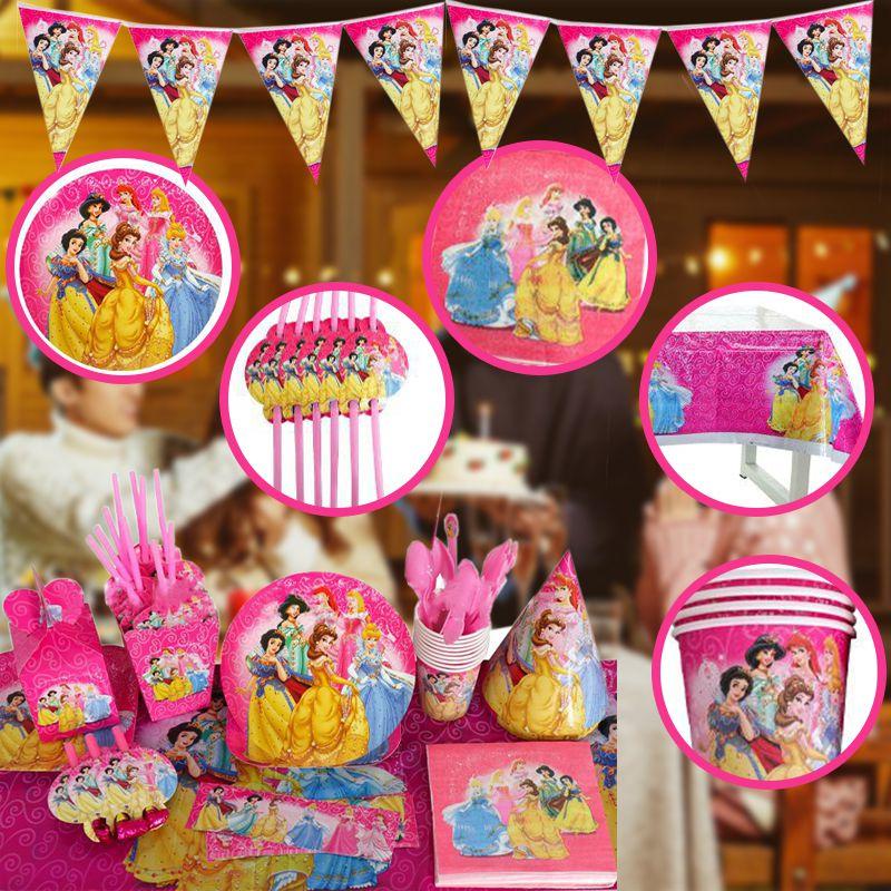 Очаровательная принцесса Белоснежка Белль Жасмин принадлежности для вечеринки день рождения девочки посуда