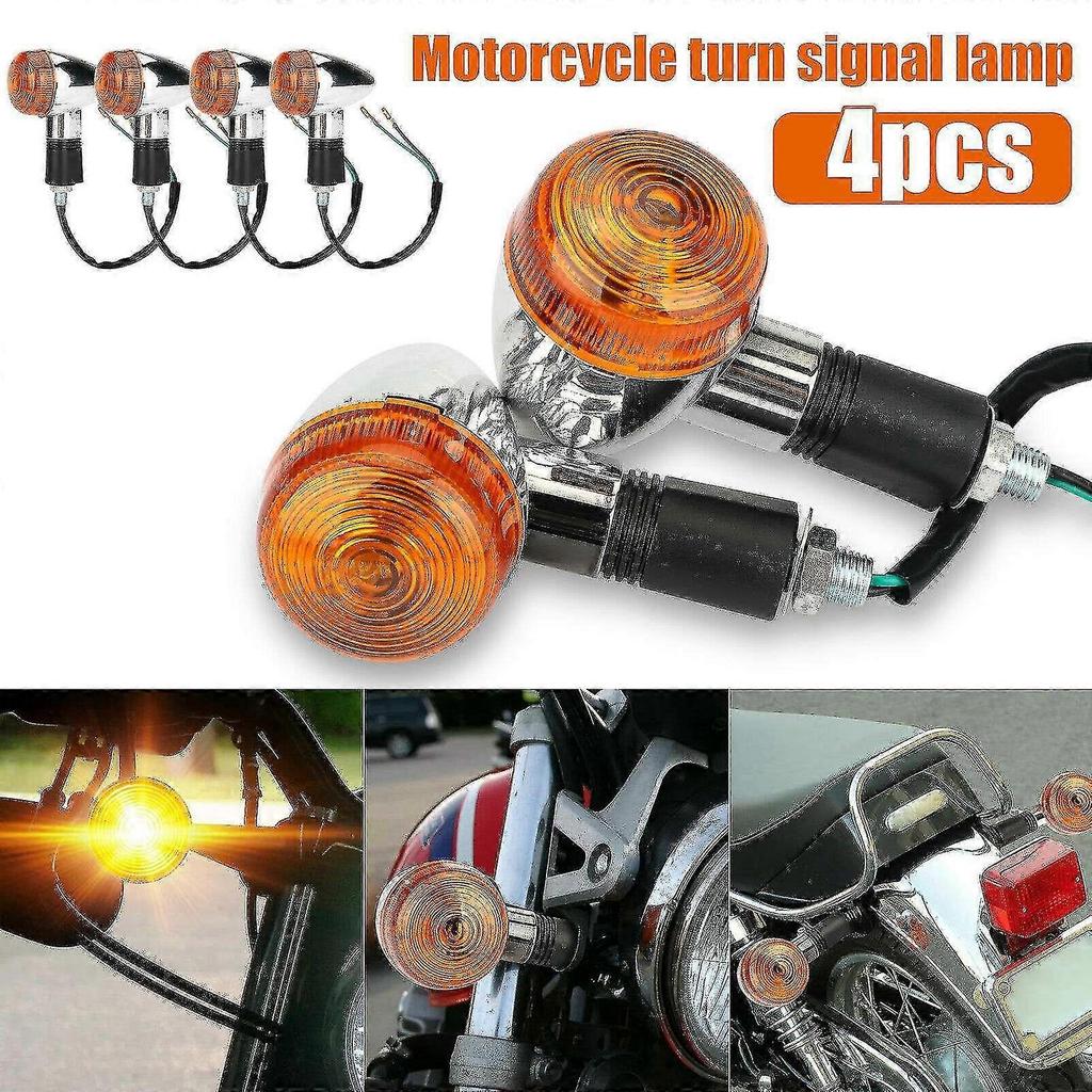 4pcs Motorcycle Turn Signals Amber Lights Led Indicator Compatible Harley Yamaha Suzuki - JA