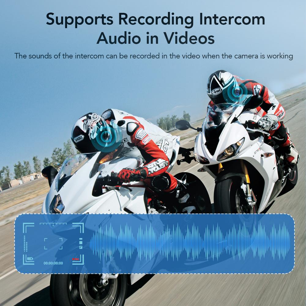 Мотоциклетный шлем Bluetooth 5.1 Интерком с 2K HD камерой FM радио 10 Вт USB C Быстрая зарядка 6 гонщиков 1500 м