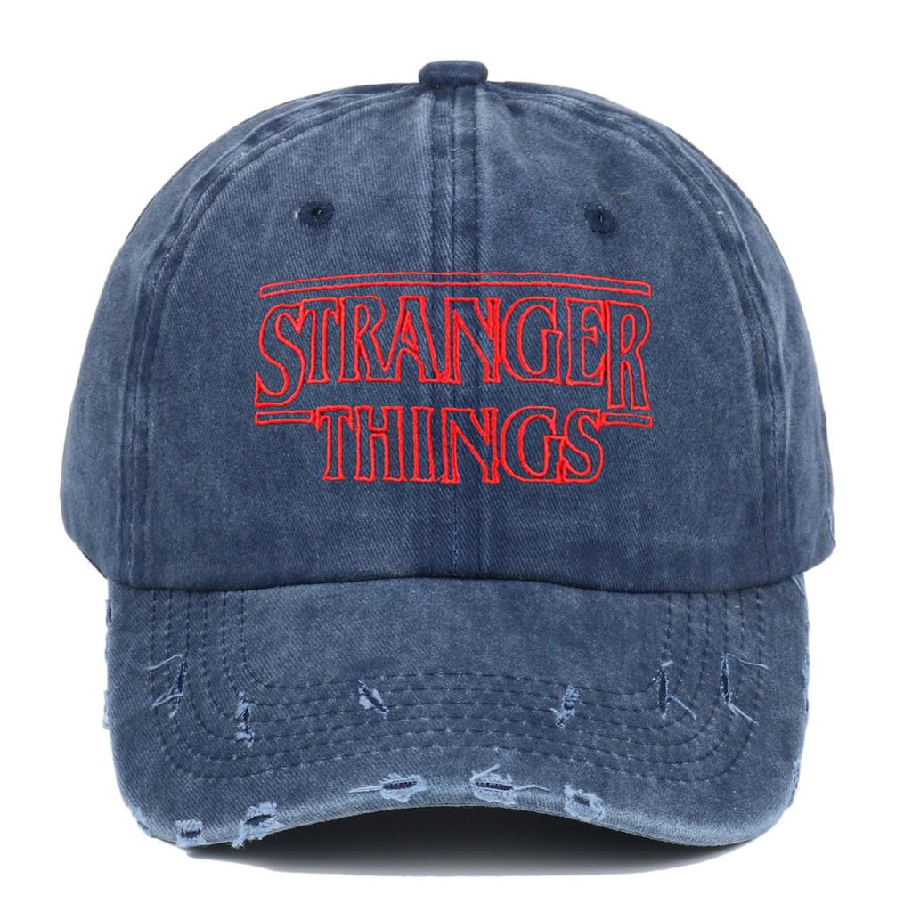 Винтажная вышитая бейсболка Stranger Things с эффектом потертости и защитой от солнца для фанатов