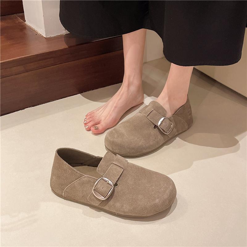Модные женские тапочки с закрытым носком, сандалии из коровьей замши для женщин, ретро-модные садовые тапочки-сабо, размеры 35-40