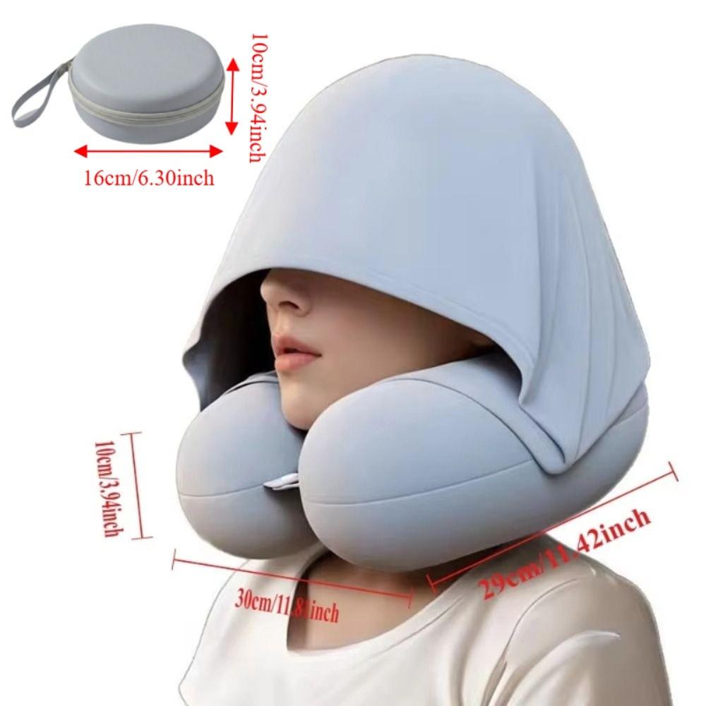 Foldable Design U-Shaped Neck Pillow Slow Rebound Hooded Neckrest Pad Long Flights