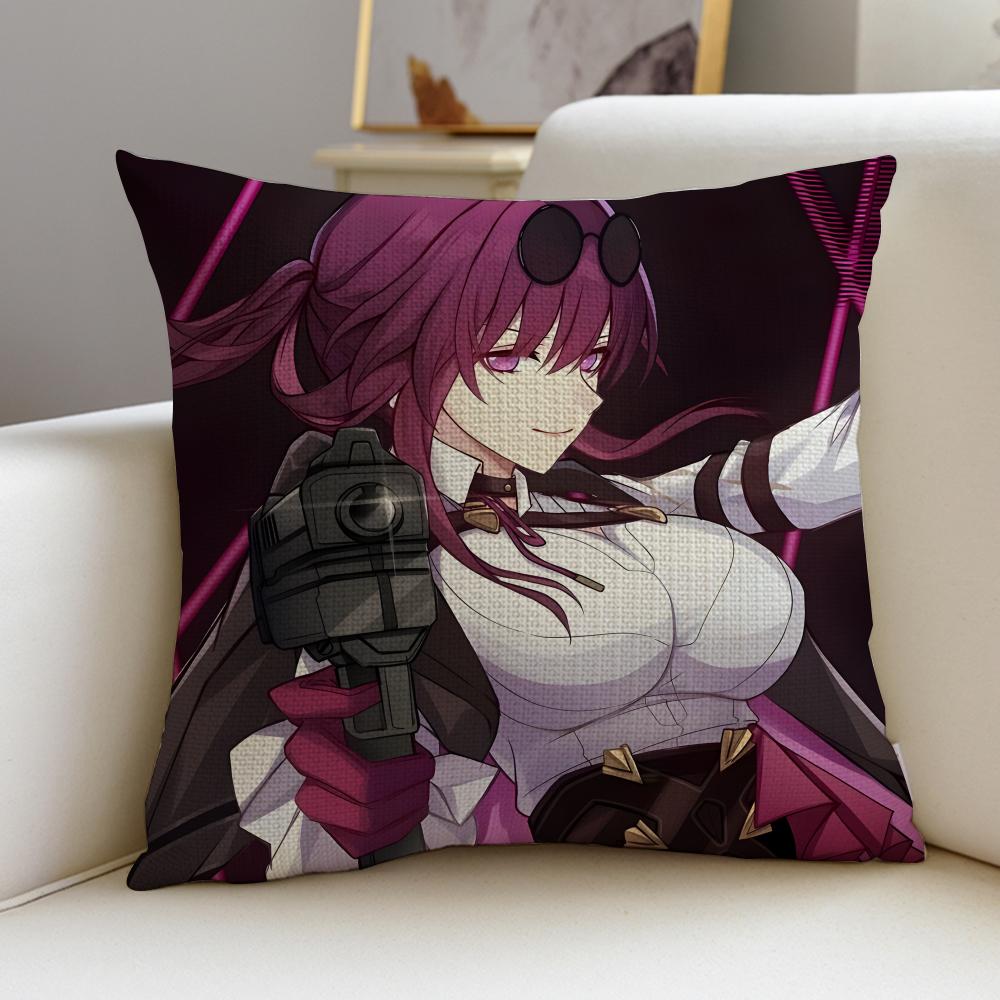 Futuristic HHonkai Star RailS Cushion Cover Breathable and skinfriendly linen pillowcase square removable and washable cushion