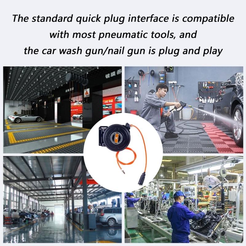 Automatic Retractable Dust Proof Miniature Air Hose Reel for High Pressure Applications in Automotive Repairing Shops