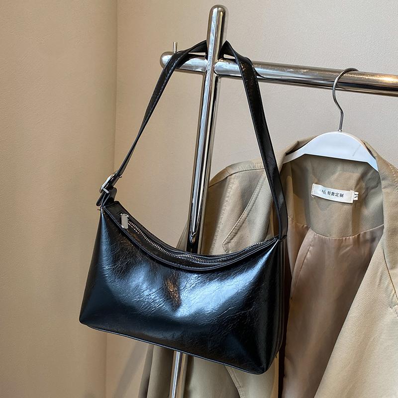Простая сумка через плечо, женская, новая модная, однотонная, универсальная, наплечная сумка, французская, женская, мягкая, кожаная сумка