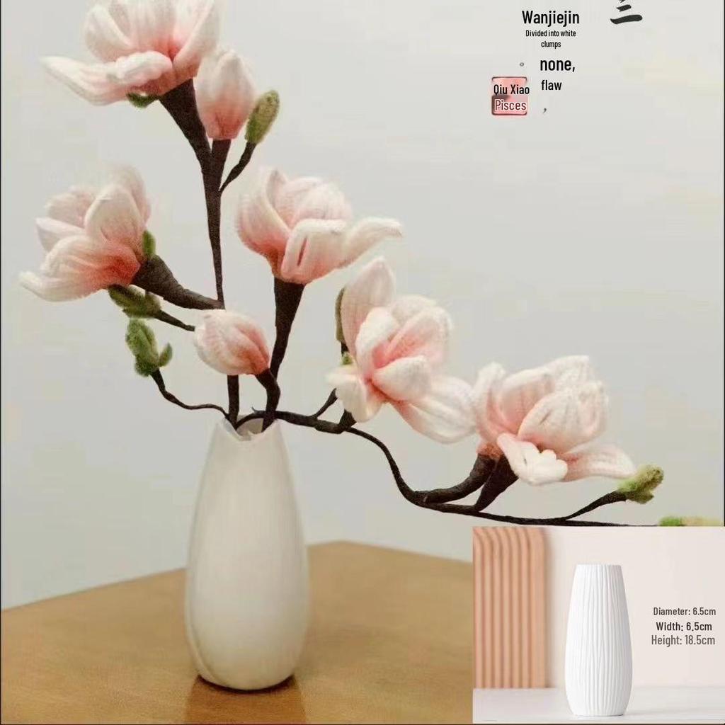 DIY Magnolia Bouquet Kit - Handwoven Potted Plant Ornament, Perfect Gift for Mother's Day or Housewarming