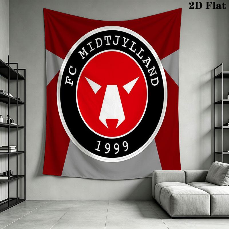 FC Midtjylland logo Wall Hanging Printed Fabric Blanket Decorative Tapestries for Bedroom Living Room Home Decor