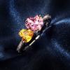 S925 Silver High Quality Pink Peach Heart Simulation Diamond Claw Set Zircon Female Novel Ring Drop Diamond Separation