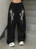 Женские спортивные брюки прямого кроя с уникальным принтом, повседневный свободный крой, длинные, с поясом на шнурке.