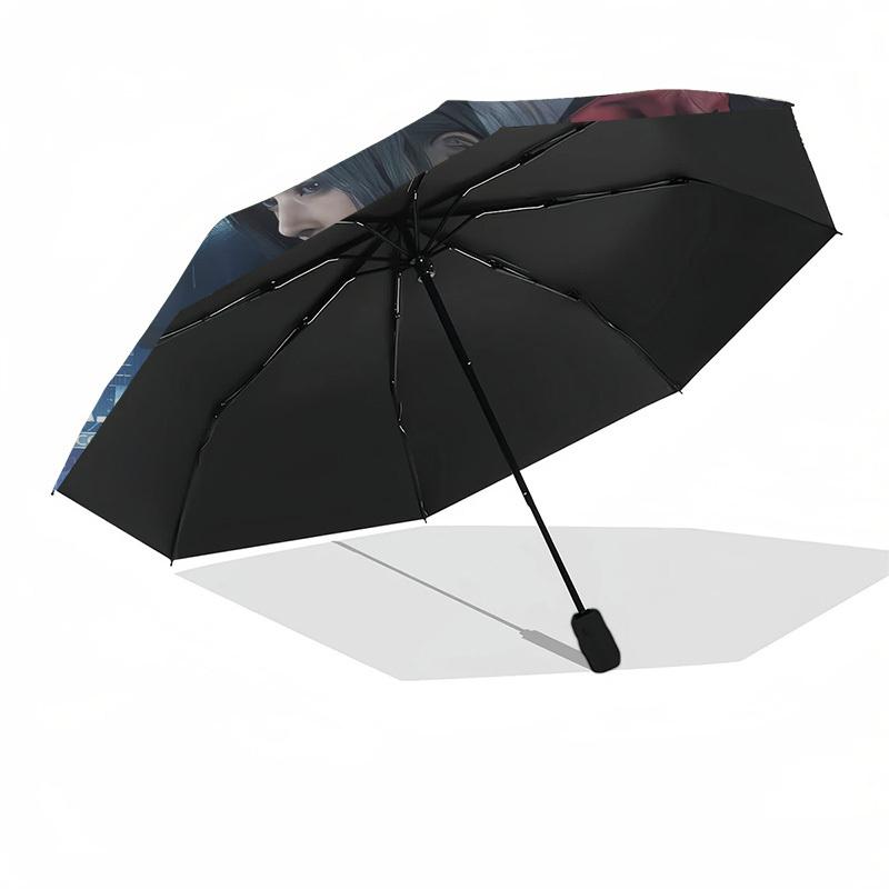 Resident Evil, Leon Kennedy Themed Automatic Opening and Closing Umbrella, Compact Travel Umbrella, Lightweight and Portable, Suitable for B