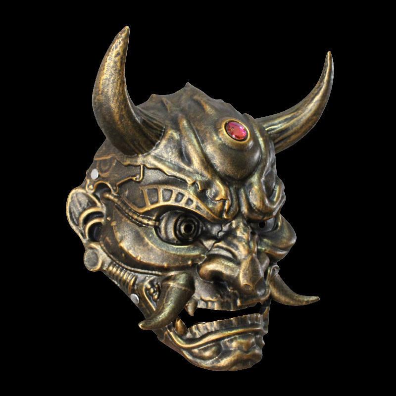 Christmas And Halloween Silver Copper Hannya Mask Resin Party Prop For Cosplay And Celebrations