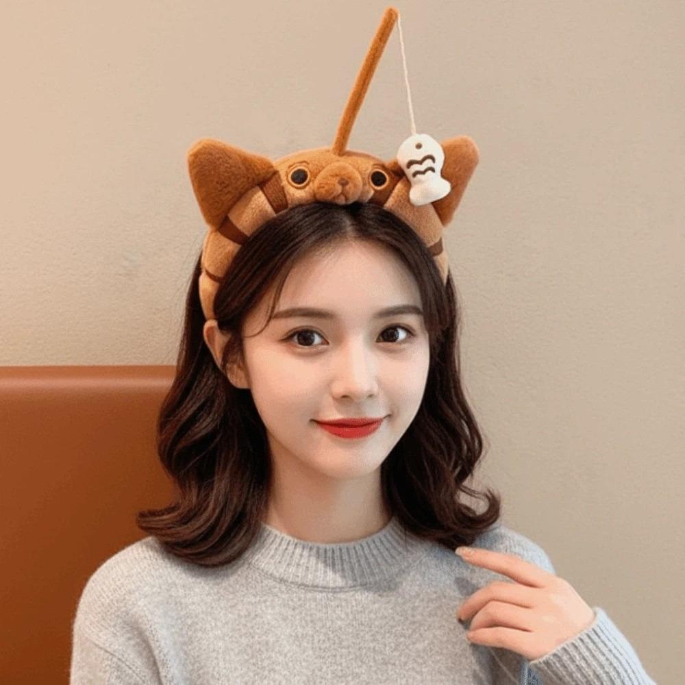Panda Adorable Hair Hoop Wacky Girls Cartoon Hairband Cute Cat Fishing Plush Headband Party