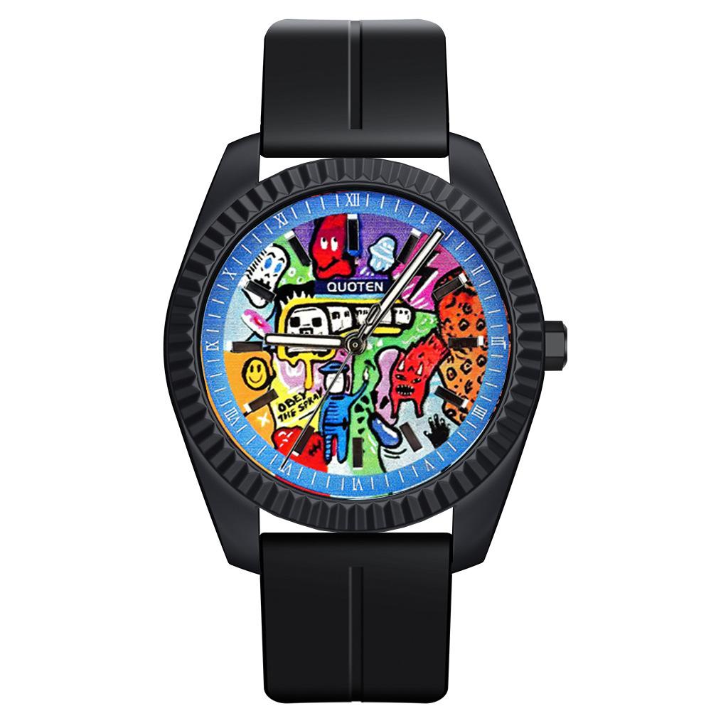 Graffiti Art Dial Men's Watch Hip Hop Street Style Quartz Movement Available