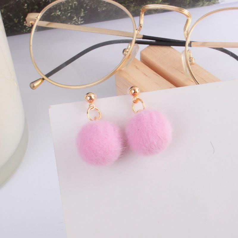 E259 Серьги-шарики в корейском стиле осень/зима - милые конфетные цвета