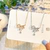 S925 Sterling Silver Necklace Girl Bows ,Vermiculite Pendant Clavicle Chain