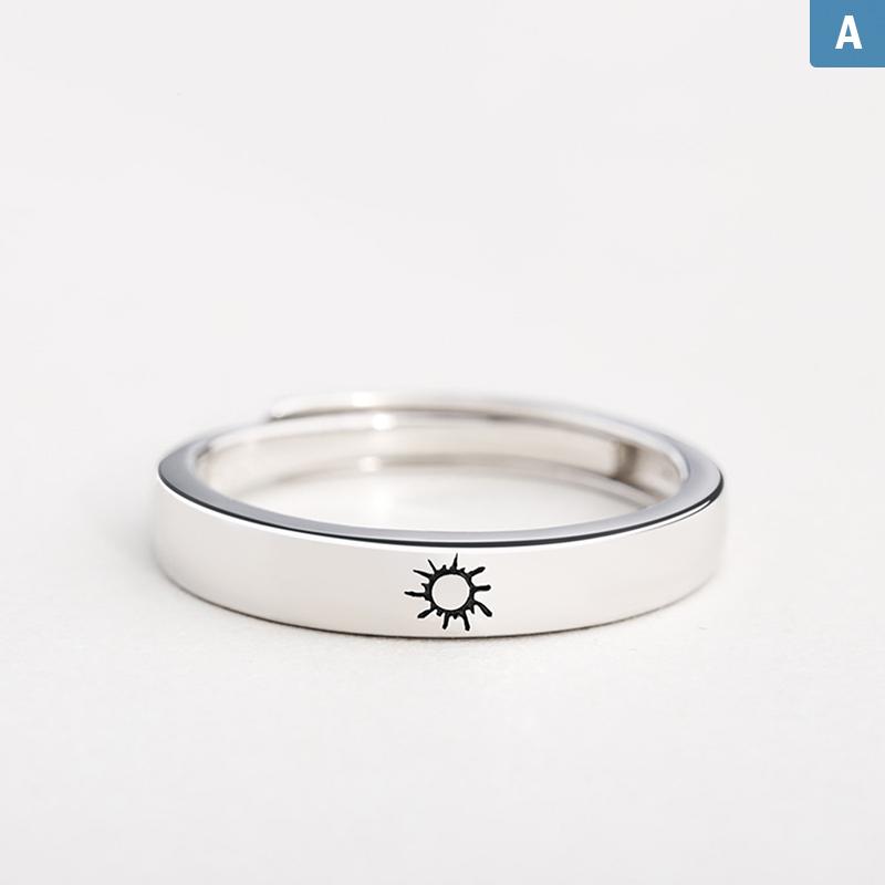 Fashion Opening Adjustable Sun Moon Couple Rings For Wedding Anniversary Gift