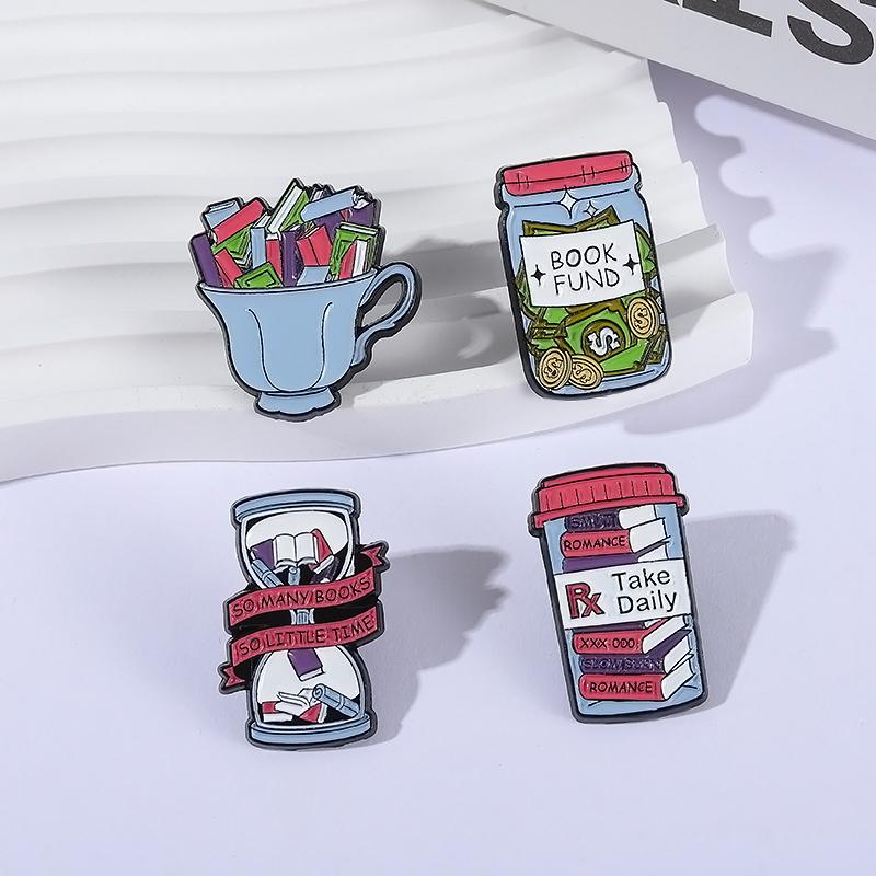 Xiaomi Creative Book Brooch Enamel Pins Custom Romance PX Take Daily Book Fund Hourglass Bottle Brooch Clothes Lapel Badge Jewelry Gift