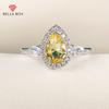 Luxury Pear Shaped Rings Women With Brilliant Yellow Zircon Stone Aesthetic Female Accessories Fashion Jewelry