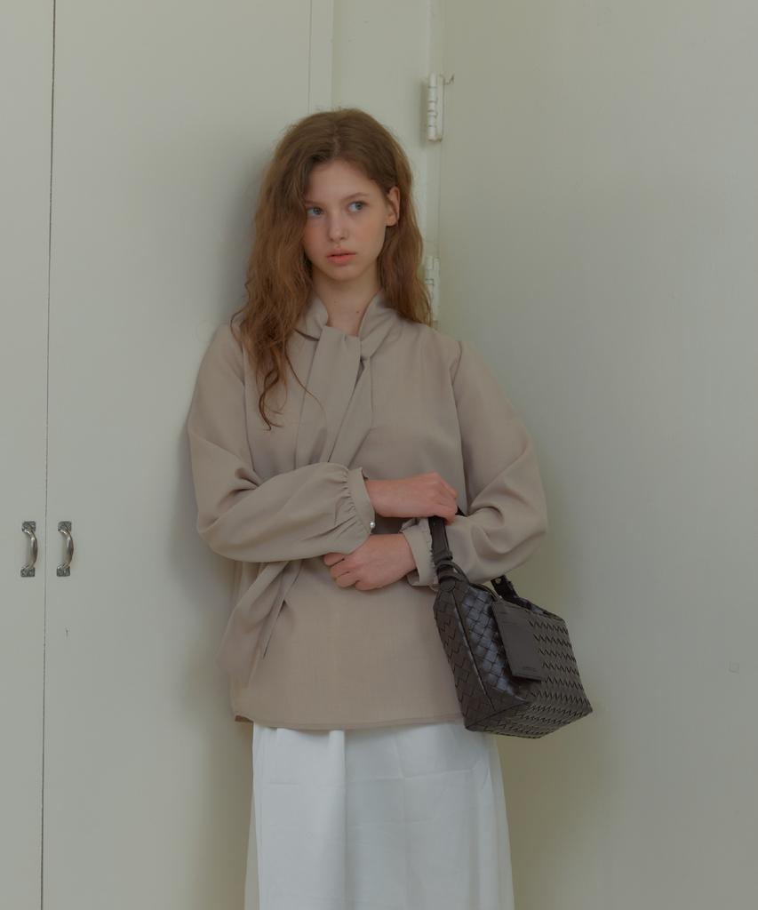 ANOETIC Anc Ribbon Tie Blouse_Beige