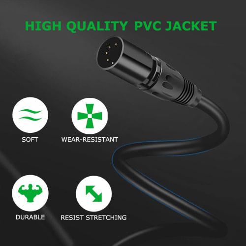 HOSONGIN 5-Pin XLR DMX Cable Adapter 3.3ft, DMX512 5-Pin XLR Male To Female 5-Pin DMX Cable