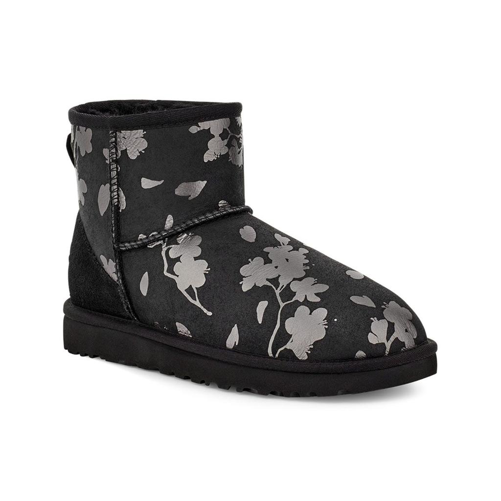 UGG Классический Мини Цветочный Фольгированный Флис на Подкладке Черный Женский 1118163-BLK