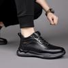 Модные ботильоны из черной кожи, мужские туфли на плоской подошве из хлопка, уличные ботинки на осень-зиму, удобные повседневные модные ботинки на платформе из плюша для мужчин