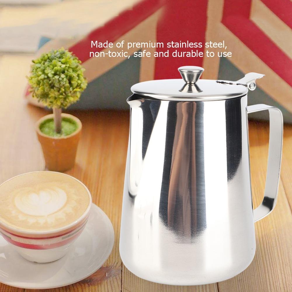 1500ml Milk Frothing Pitcher With Lid Latte Art Cup Steel Mug Frothing Pitcher Coffee Art