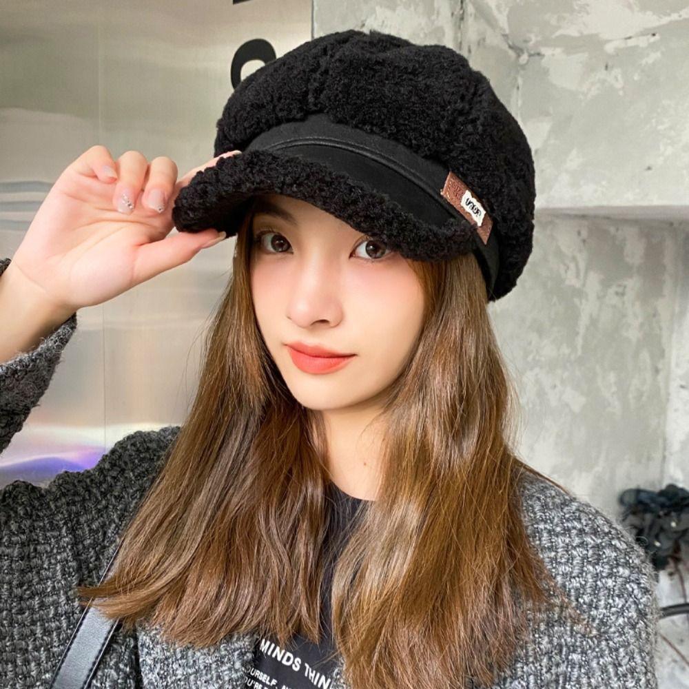Утолщенная зимняя шапка художника, морозостойкая, плюшевая, восьмиугольная, модная, флисовая, кепка с козырьком для женщин