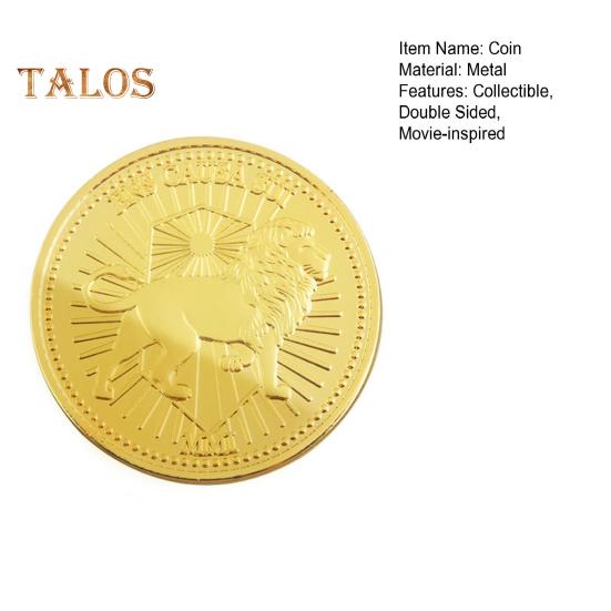 Позолоченная монета, реквизит для фильмов, диаметр 1,6 дюйма, двухсторонняя металлическая монета, коллекционная сувенирная монета с защитной коробкой, подарок для поклонников фильмов